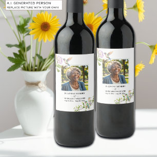 Celebration Of Life Hummingbirds Floral Wine Label