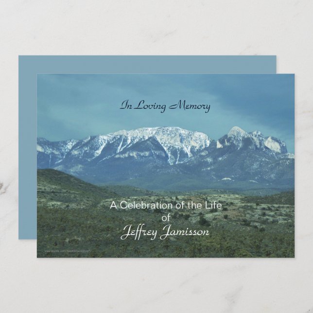 Celebration of Life, In Loving Memory, Mountains Invitation (Front/Back)