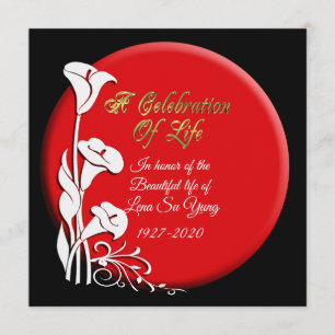 Celebration of life Invitation Asian Lily