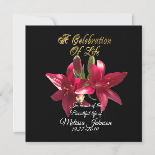 Celebration of life Invitation Asian Lily