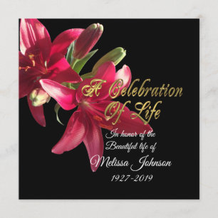 Celebration of life Invitation Asian Lily