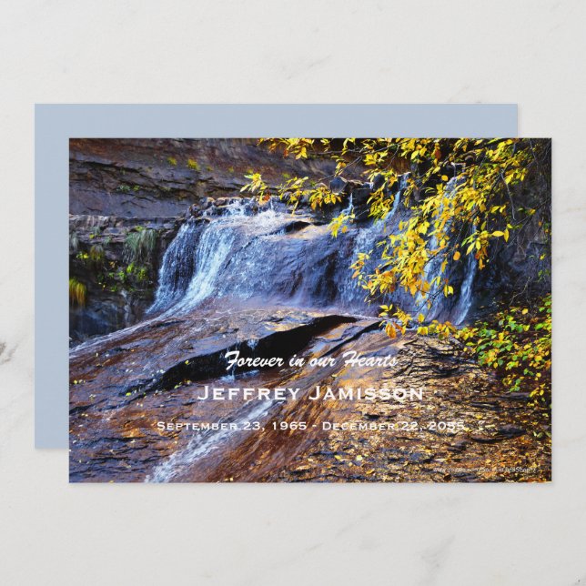 Celebration of Life Invitation Autumn Waterfall (Front/Back)