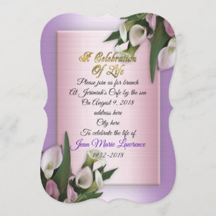 Celebration of life Invitation calla lilies