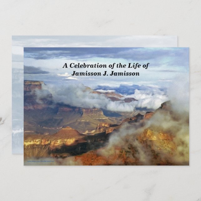 Celebration of Life Invitation, Canyon Clouds Invitation (Front/Back)