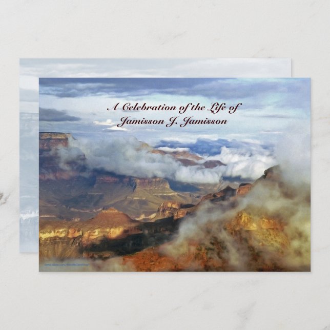 Celebration of Life Invitation, Canyon Clouds Invitation (Front/Back)