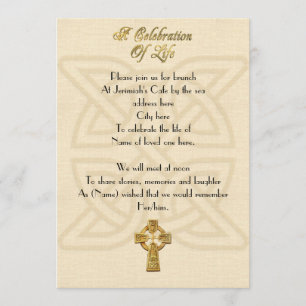 Celebration of life Invitation Celtic knot & cross