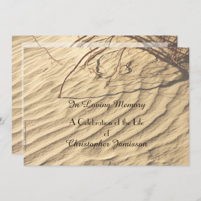 Celebration of Life Invitation, Desert Sands Invitation (Front/Back)