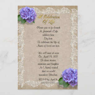 Celebration of life Invitation hydrangea