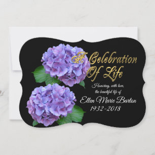 Celebration of life Invitation hydrangea flowers