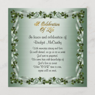 Celebration of life Invitation Irish Background