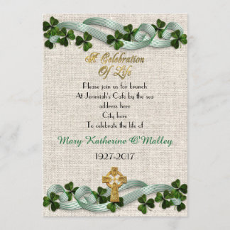Celebration of life Invitation Irish Celtic cross