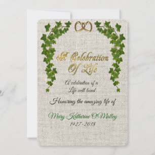 Celebration of life Invitation Ivy border