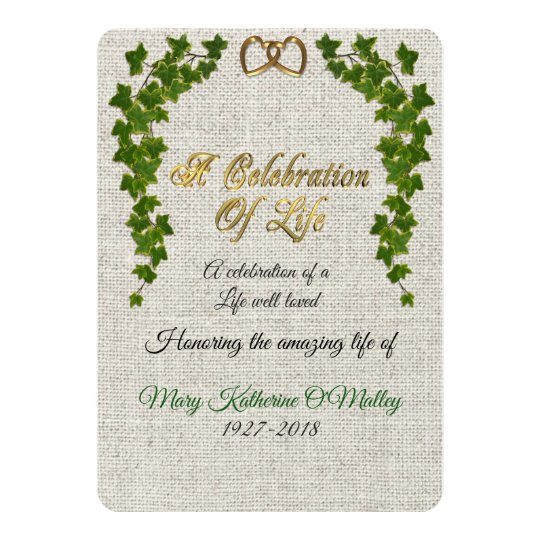 Celebration of life Invitation Ivy border | Zazzle.com.au