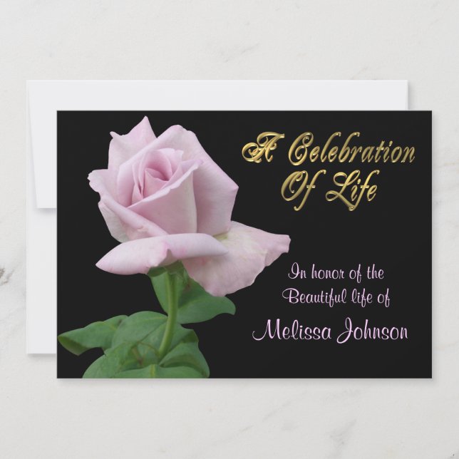 Celebration of life Invitation lavender rose (Front)