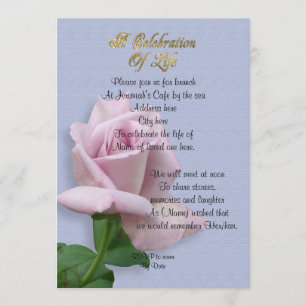 Celebration of life Invitation lavender rose