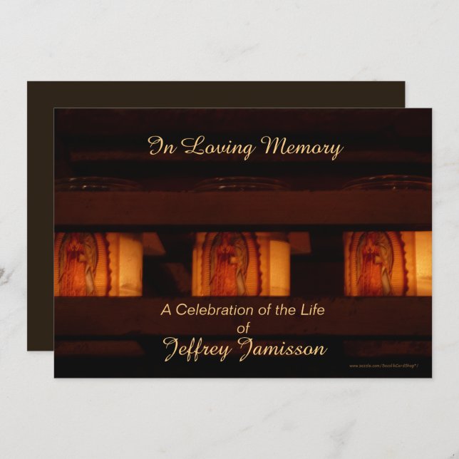 Celebration of Life Invitation, Memorial Candles Invitation (Front/Back)