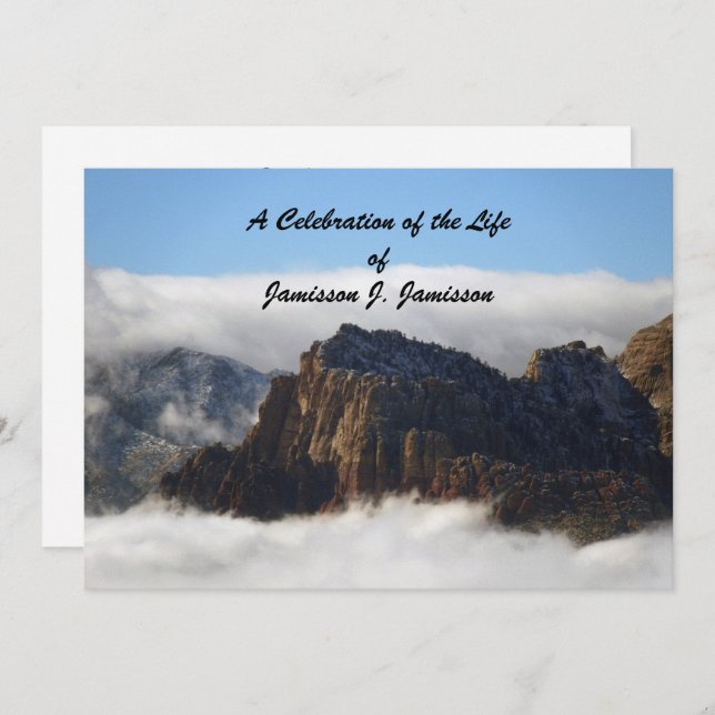 Celebration of Life Invitation, Nestled in Clouds Invitation (Front/Back)