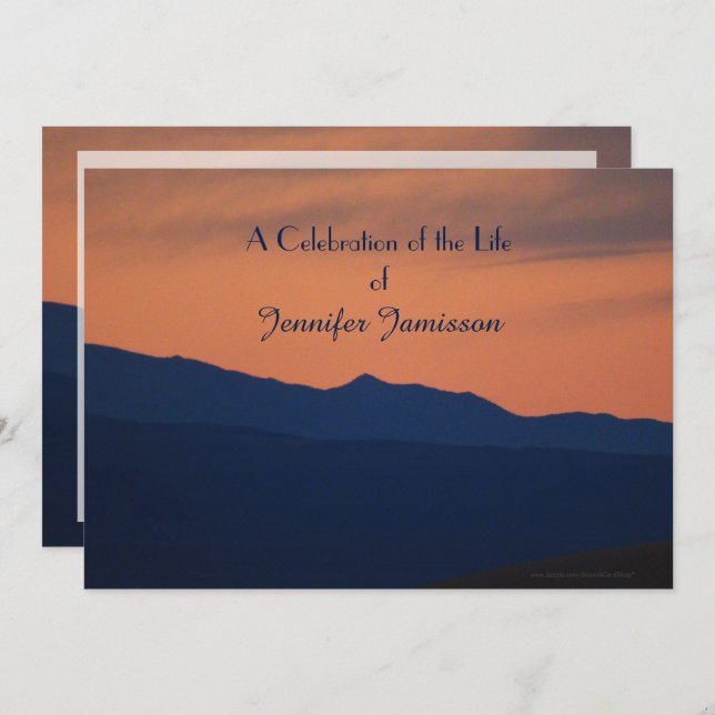 Celebration of Life Invitation, Simple Sunset Invitation (Front/Back)