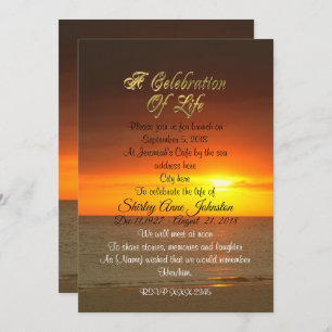 Celebration of life Invitation sunset