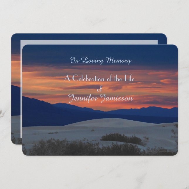 Celebration of Life Invitation, Sunset at Dunes Invitation (Front/Back)