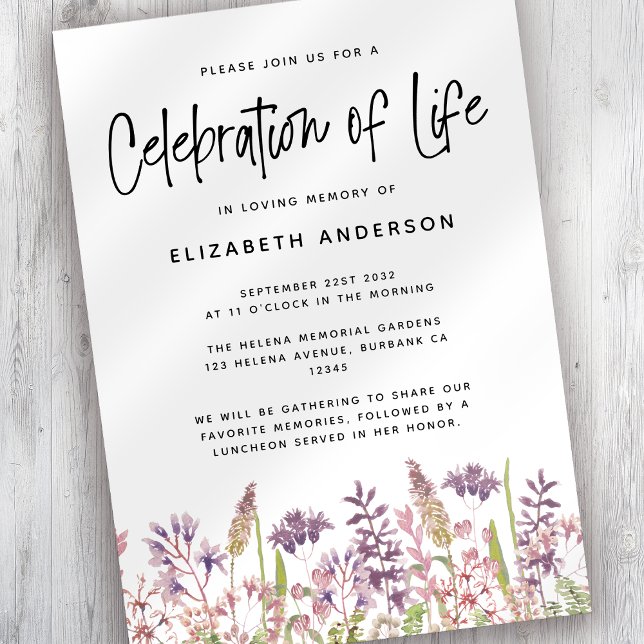Celebration of Life Invitation Wildflower (Creator Uploaded)
