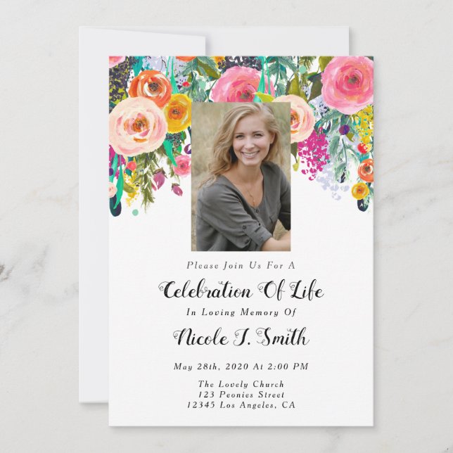 Celebration Of Life Invitations, Photo Invitation (Front)