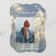 Celebration of Life Invite Angel Sky Clouds