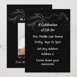 Celebration of Life Invite CustomMotorcycle Biker