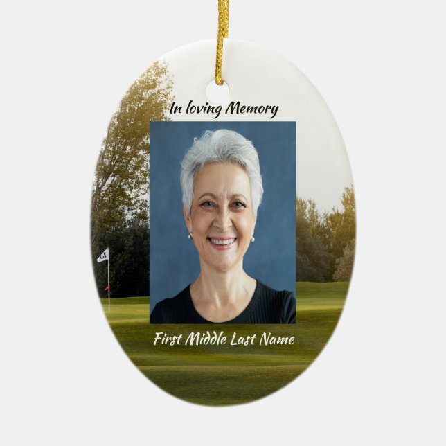 Celebration of Life Keepsake Golf Course Golfing  Ceramic Ornament (Front)