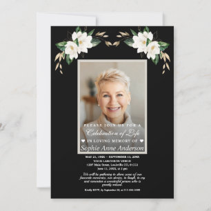 Celebration of Life Magnolia Photo Memorial  Invitation