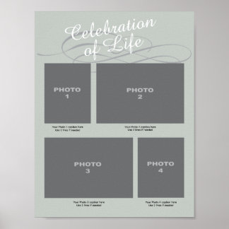 Celebration of Life Memorial 4 Photo Sheet Poster