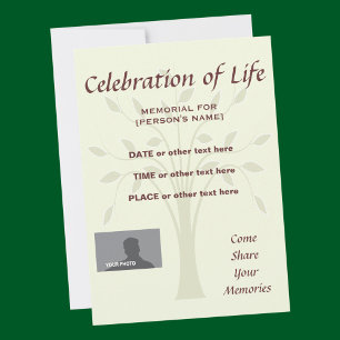 Celebration of Life Memorial 5x7 custom background Invitation