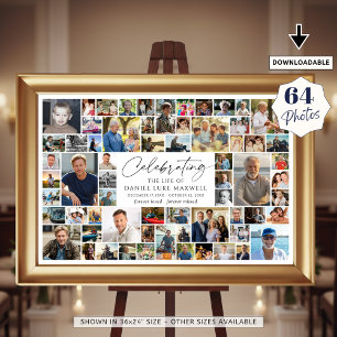 Celebration of Life Memorial 64 Photo Collage Poster