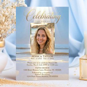 Celebration of Life Memorial Beach Ocean & Poem Invitation