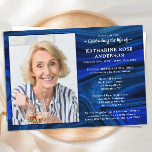 Celebration Of Life Memorial Blue Marble Funeral Invitation