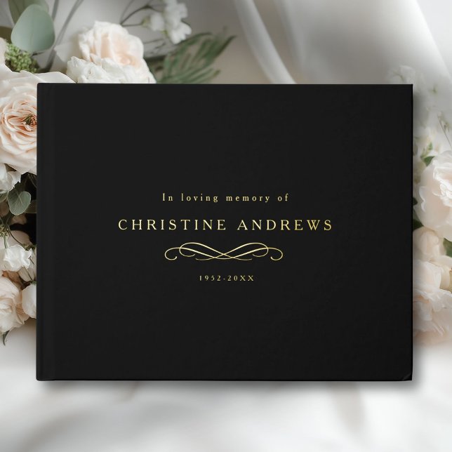 Celebration of Life Memorial–Elegant Minimal Black Guest Book (Celebration of Life Memorial–Elegant Minimal Black Foil Guest Book)