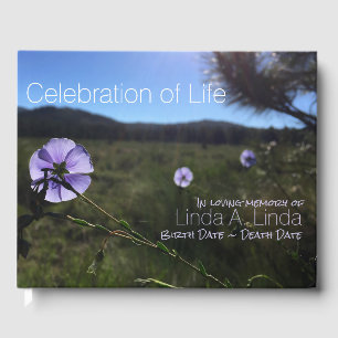 Celebration of Life Memorial Floral Photo Custom Guest Book