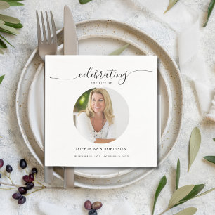 Celebration of Life Memorial Funeral Photo Napkin