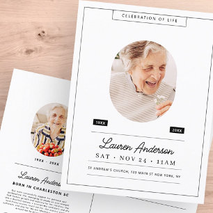 Celebration of Life Memorial Modern Simple Photo Postcard