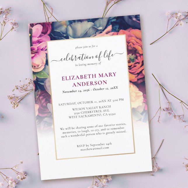 Celebration of Life Memorial Moody Floral Invitation (Creator Uploaded)