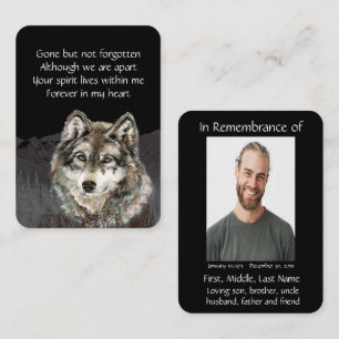 Celebration of Life Memorial Remembrance Wolf Business Card