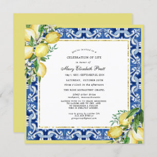 Celebration of Life Memorial Service Lemon Square Invitation