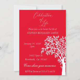 Celebration of Life Memorial Service Navy Tree Inv Invitation