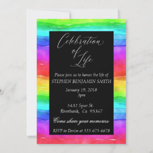 Celebration of Life Memorial Service Rainbow Invitation