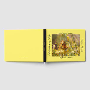 Celebration of Life Memory Book, Yellow Butterfly Guest Book