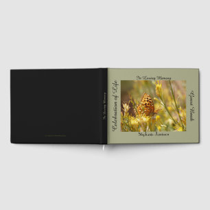 Celebration of Life Memory Book, Yellow Butterfly Guest Book