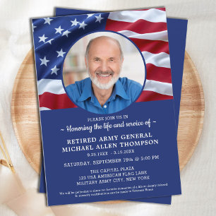 Celebration Of Life Military Veteran Flag Photo Invitation