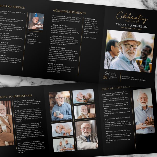 Celebration Of Life Modern 10-Photo Memorial Tri-Fold Programme (Creator Uploaded)