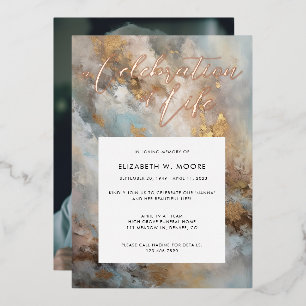 Celebration of Life Modern Abstract Funeral Gold