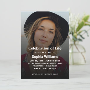 Celebration of Life   Modern Funeral Photo Invitation